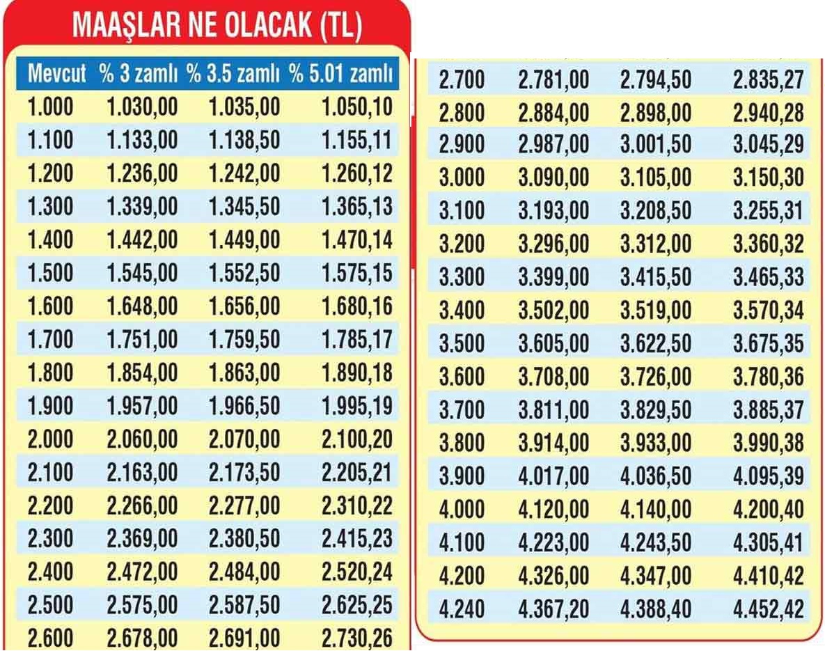 maas zam oranlari 2018